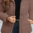 thumbnail image 6 of QATAINLAV Winter Coats for Women Casual Drawstring Waist Warm Quilted Jacket Long Sleeve Hooded Down Puffer Outerwear with Pockets, Brown, XXL, 6 of 7