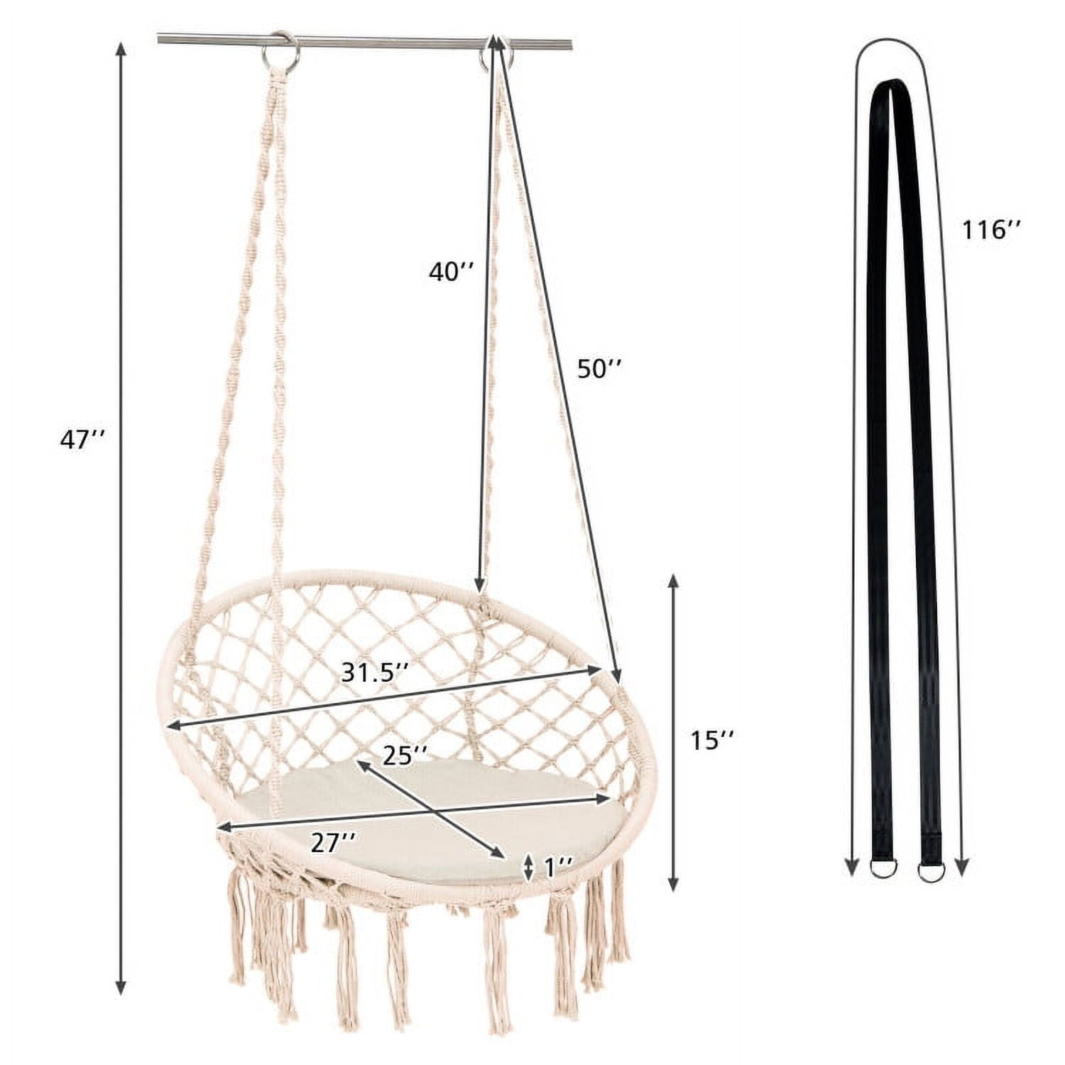 Aimee Lii Cushioned Hammock Swing Chair with Hanging Kit, Comfy Outdoor Chair, Beige Aimee Lii Cushioned Hammock Swing Chair with Hanging Kit, Comfy Outdoor Chair, Beige