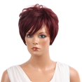 thumbnail image 2 of Peluca corta natural Yuyangstore Pelucas llenas rojo vino Cosplay 11 pulgadas, 2 of 8