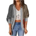 thumbnail image 2 of Pntutb Moda Mujer Otoño Invierno Contraste Color Cárdigan Manga Larga Suéter Cárdigan Chaqueta tops Rollbacks Pntutb Pntutb-3966, 2 of 6
