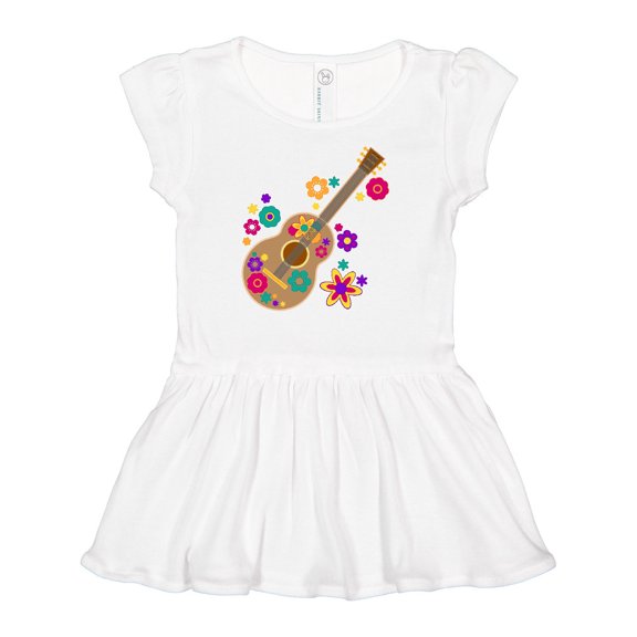 Inktastic Acoustic Guitar with Colorful Flowers Girls Baby Dress