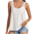 thumbnail image 3 of Mittory Lace Tank Tops for Women Summer Lace Splicing Spaghetti Strap Shirt Hollow Out Crochet Sleeveless Camisole, 3 of 6