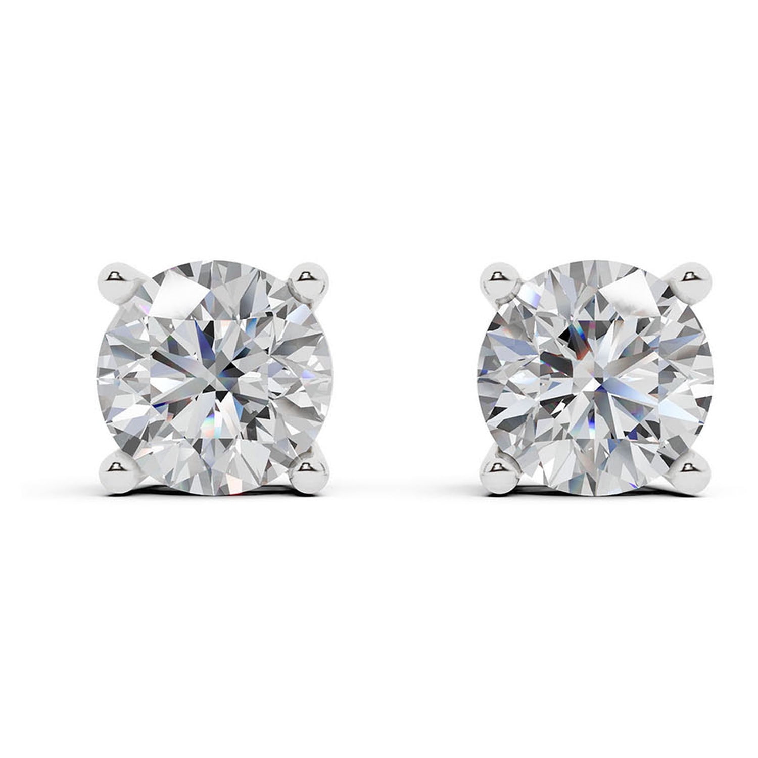 Unique Moments 2.00 Carat Round Lab Grown Diamond Stud Earrings for Women in Sterling Silver (G, SI)