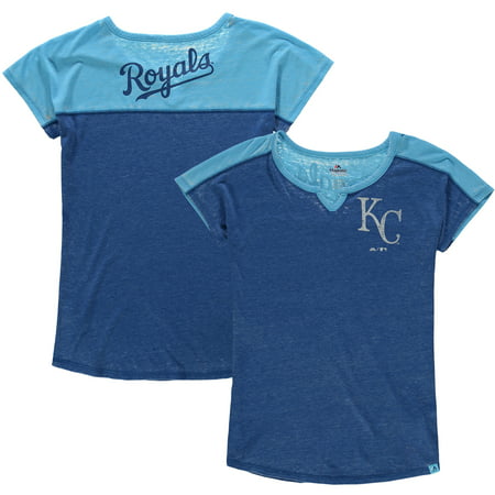 Kansas City Royals Majestic Girls Youth Ballpark Best Color Block Dolman Sleeve T-Shirt - (Best Coffee Shops In Kansas City)