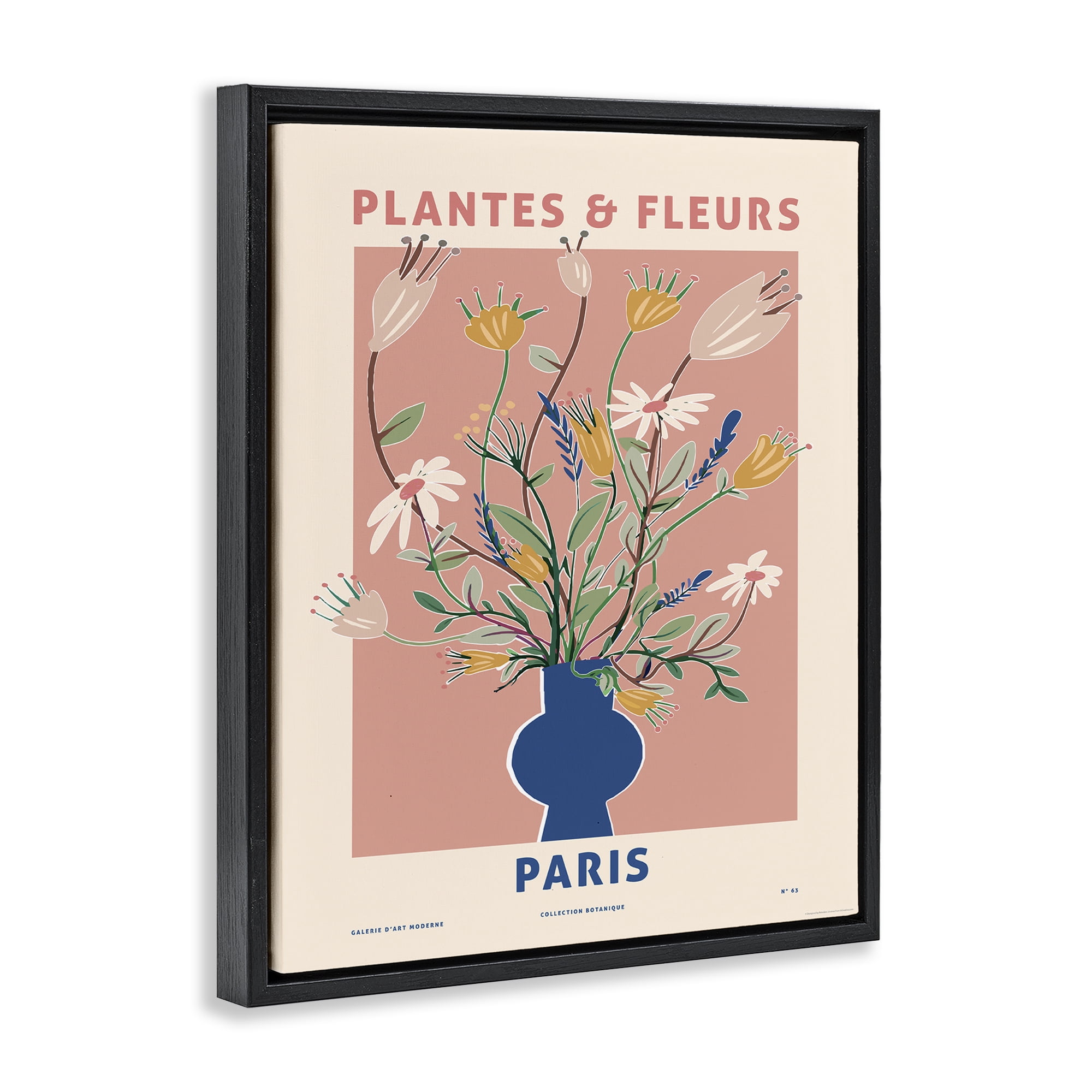 Stupell Industries Pastel Plantes & Fleurs Plants & Flowers Painting Black Floater Framed Canvas Art Print Wall Art, 17 x 21