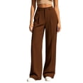 thumbnail image 5 of ClodeEU Women's High Waist Straight Leg Dress Pants with Pockets ,Business Casual Work Trousers Brown,Women's Plus L, 5 of 7