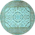 thumbnail image 1 of Ahgly Company Machine Washable Indoor Round Persian Light Blue Traditional Area Rugs, 5' Round, 1 of 4