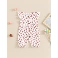 thumbnail image 2 of Niusricy Kids Toddler Girl Casual Jumpsuits 0 3M 6M 12M 18M 24M Infant Baby Fly Sleeve Romper Pants Summer Cherry/Carrot Print Button Bosysuits Newborn Fashion Cute Summer Clothes for Daily Vacation, 2 of 7