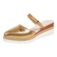 thumbnail image 5 of Rokment Womens Platform Wedge Dress Slip on Sandals 2026 Summer Fashion Metallic Two-Ways Convertible Leather Closed Toe Clogs Slingback Dressy Slides for Bride Wedding Gold Size 6.5, 5 of 7
