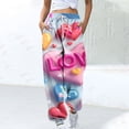 thumbnail image 2 of QATAINLAV Womens Valentine's Day Joggers Pants Fashion 3D Graphic Printed Sweatpants Casual Drawstring High Waisted Elastic Bottom Trousers Multicolor XXL Birthday Gifts, 2 of 6