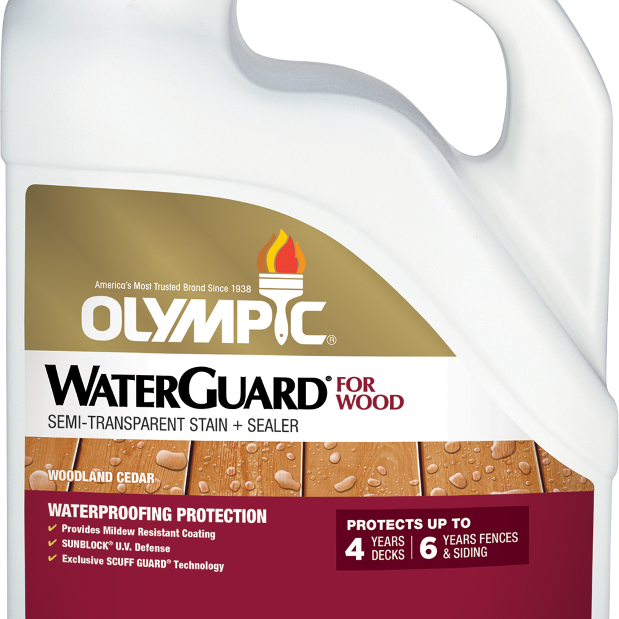 Olympic WaterGuard 1 Gallon Woodland Cedar Semi-Transparent Exterior Wood Stain and Sealer