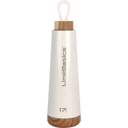 

Wooden Lid Flask Stainless Steel Water Bottle 17 OZ Vacuum Double Wall Insulated.
