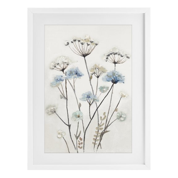 Stupell Industries Soft Jardin Azul White Framed Print Under Glass, design by Patricia Pinto