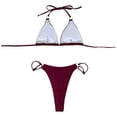 thumbnail image 5 of 2 Piece Swimsuit for Women Solid Color Spaghetti Strap Three-Point Separates Bikinis Red Bathing Suit for Women M, 5 of 8
