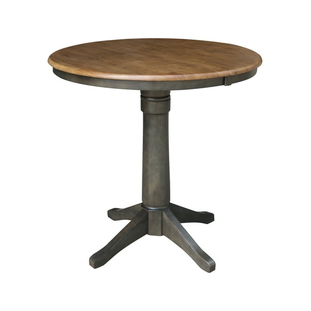 36" Round Top Pedestal Table with 12" Leaf 36.1"H Counter Height