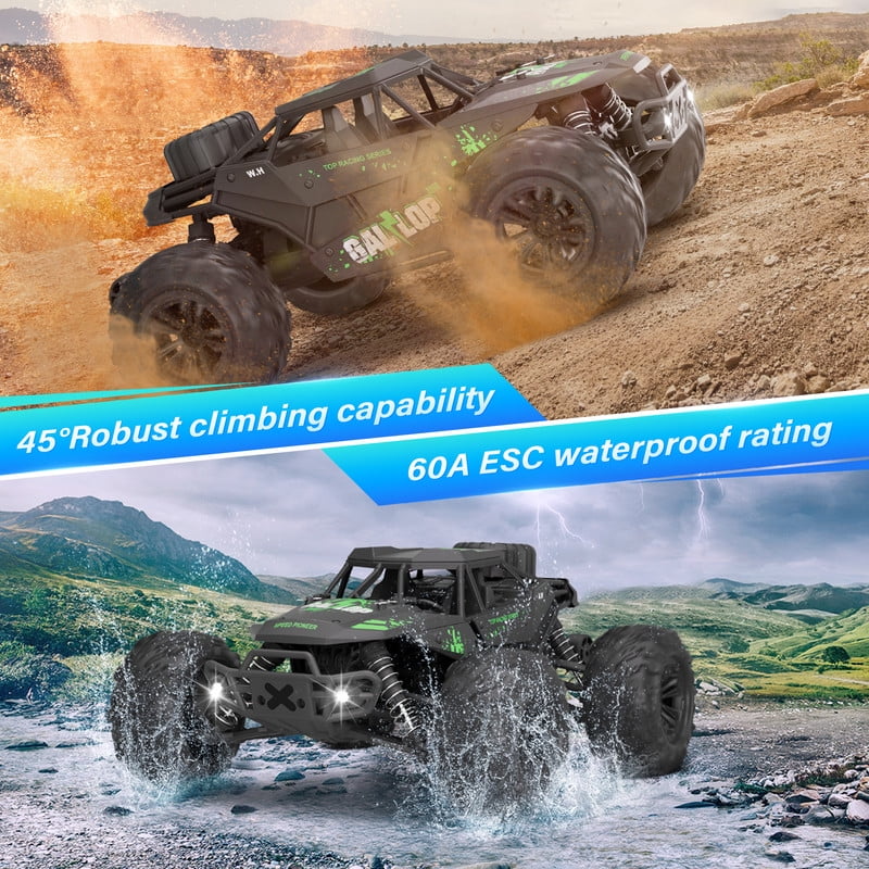 LOOKFLY 1:16 Scale Fast Large RC Car,40+KM/H All Terrain High Speed Remote Control Car, 4x4 RC Monster Truck with 60 Min Runtime,2 Batteries,Gifts Toys for Kids & Adults,Black