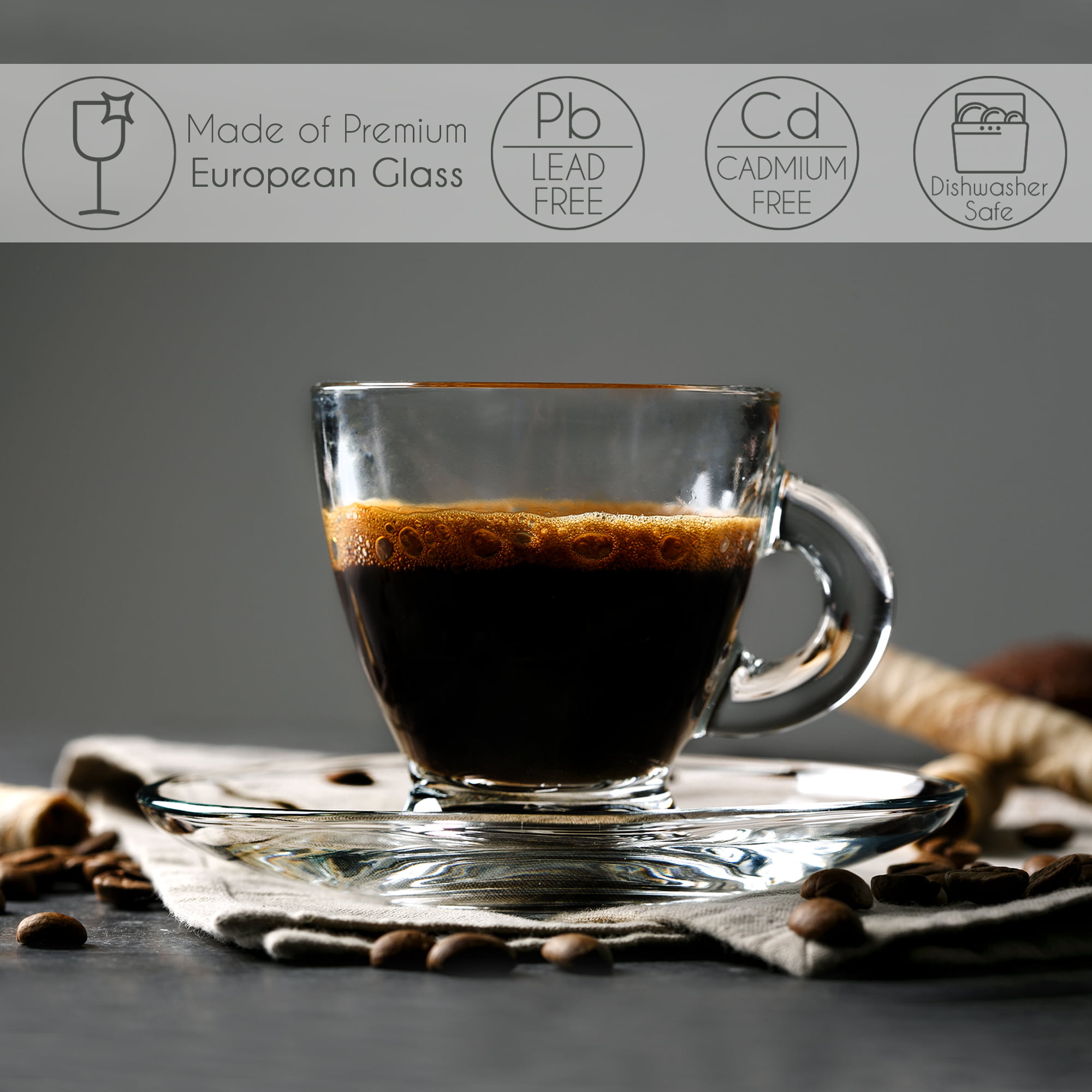 Glass Espresso Maker Medium 6 c/ Greca de Cristal Mediana, 6 tz