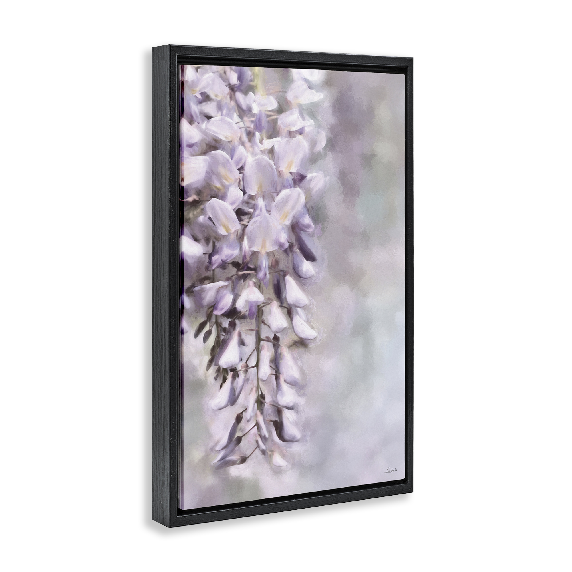 Stupell Industries Soft Foxglove Petals Botanical & Floral Painting Black Floater Framed Art Print Wall Art, 17 x 25