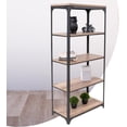 thumbnail image 2 of Librero Rack Multifuncional | Estantería Alta y Estructura de Metal | 4secciones | Ideal para Recámara Sala de Estar u Oficina | Diseño Funcional | Color Nogal, 2 of 7