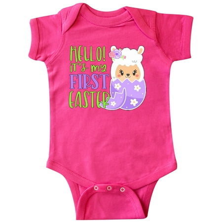 

Inktastic Hello! It s My 1st Easter Llama in Easter Egg Gift Baby Boy or Baby Girl Bodysuit