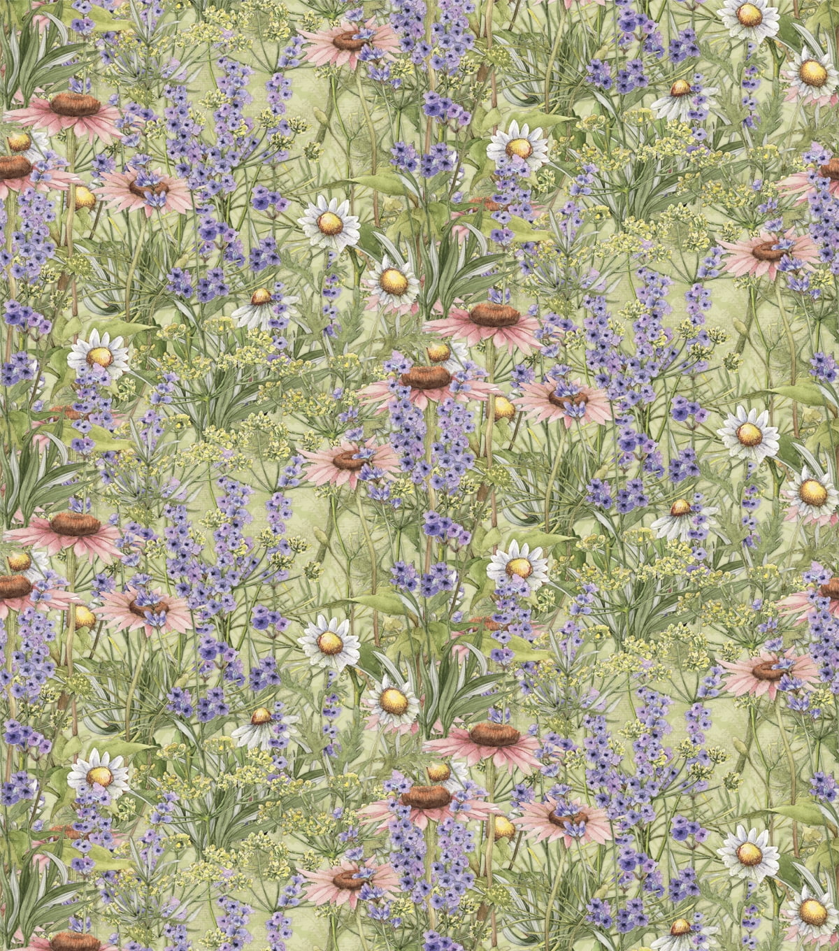Springs Creative 44" Cotton Flowering Herbs Flower Garden Sewing & Craft Fabric by the Yard
