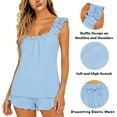 thumbnail image 5 of Women Pajamas Set 2 Piece Ruffle Pj Soft Tank Top and Shorts Sleepwear Set, 5 of 7