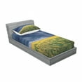 thumbnail image 3 of Nature Bedding Set with Sheet & Covers, Thunder Bolt Above the Seasonal Field Electric Vibes Mother Nature Theme Image, Printed Bedroom Decor 2 Shams, 4 Sizes, Yellow Blue, by Ambesonne, 3 of 3