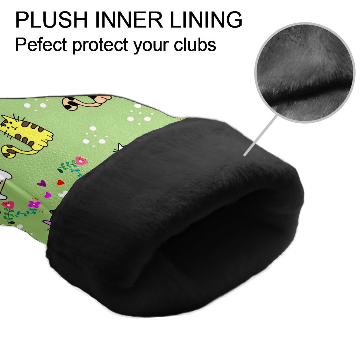 Golf Club Covers, Green Cat Premium PU Leather Driver Hybrid Putter Head Covers with Velvet Lining, Waterproof Golf Gifts for Men Women