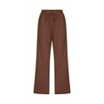 thumbnail image 4 of Women Capris Clearance Under $5! Cagogo Women Cotton Linen Capri Pants with Pockets Plus Size Summer Drawstring Wide Leg Trendy Capri Sweatpants Stretchy Elastic High Waist Loose Yoga Pants, 4 of 5