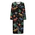 thumbnail image 4 of FKELYI Women Zip Up Robe Nightgowns Comfy House Coats Christmas Tree Dinosaur Snowflake Print Full Length Sleepwear House Dress Long Sleeve Bathrobe with 2 Pockets, 4XL, 4 of 6
