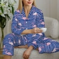 thumbnail image 6 of Fotbe Flamingo Pattern Long Sleeve Pajama Set for Women,Sleepwear Set,2-piece Loungewear Set,Soft PJs Comfy Nightwear with Pockets -Large, 6 of 7