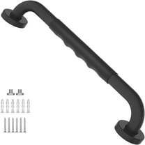 LAMIRO 16 Inch Black Shower Grab Bar w/ Anti Slip Rubber Grip,Stainless Steel Bath Grab Bar,Bathroom Balance Bar,Wall Mount Safety Handrail Support,Handicap Injury Elderly Senior Assist Handle
