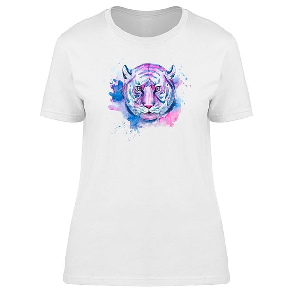Pink And Blue Watercolor Tiger Tee Women's -Image by Shutterstock