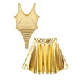 thumbnail image 3 of vastwit Women's Metallic Shiny Rave Outfits Sleeveless Dance Leotard with Pleated Skirt Gold XL, 3 of 5