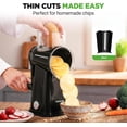thumbnail image 5 of NutriChef 5-in-1 Cheese Grater & Shredder – Kitchen Grater with 5 Interchangeable Blades for Thin, Thick, Julienne, Wavy & Straight Cuts, Hand Crank, Suction Base & Storage Container (Black), 5 of 5