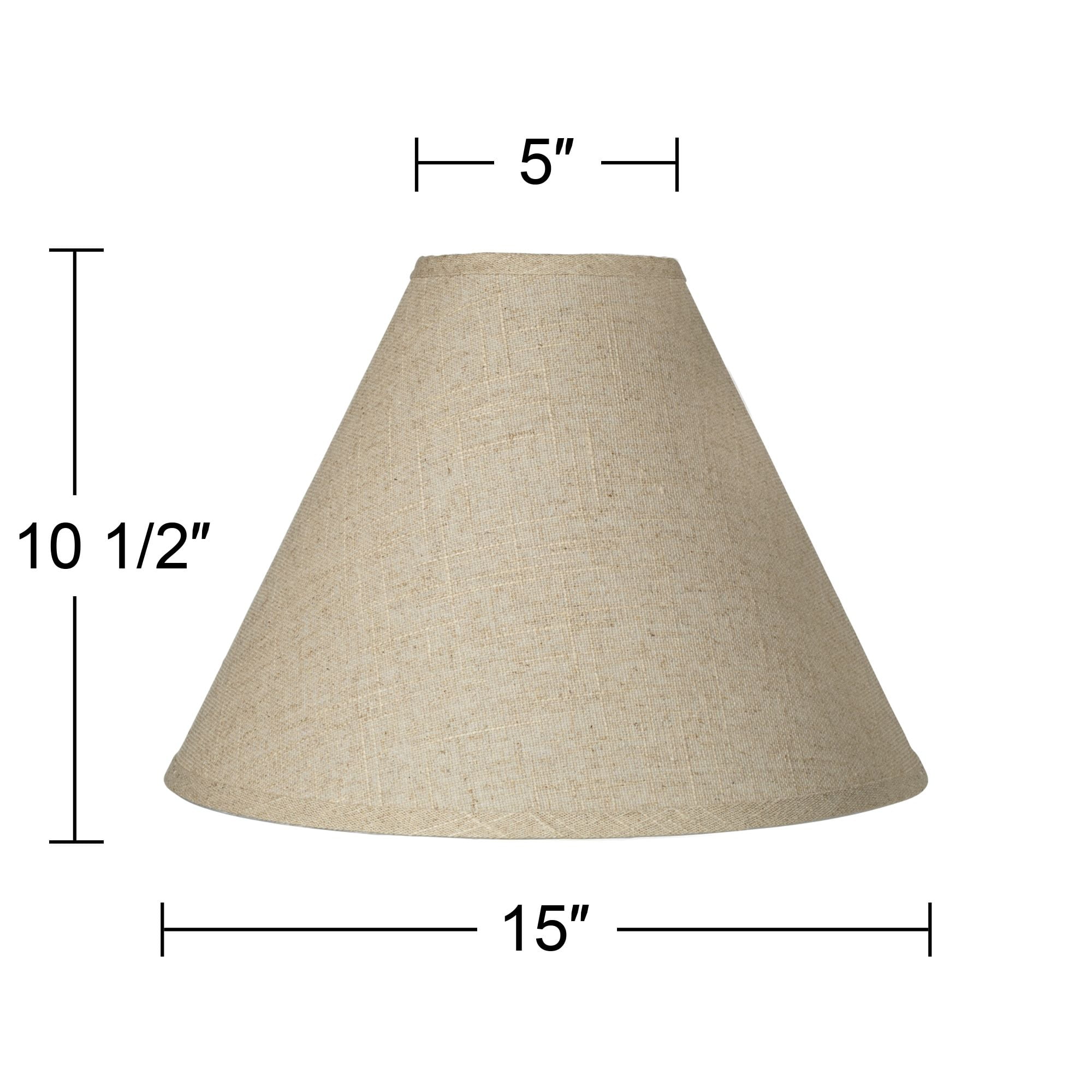 Springcrest Fine Burlap Large Empire Lamp Shade 5" Top x 15" Bottom x 11.5" High x 10.5" Slant (Spider) Replacement with Harp and Finial