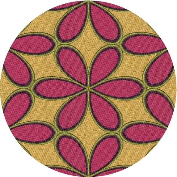 Ahgly Company Machine Washable Indoor Round Transitional Dark Golden Rod Brown Area Rugs, 7' Round