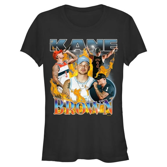 Juniors Kane Brown Portrait In Flames T Shirt