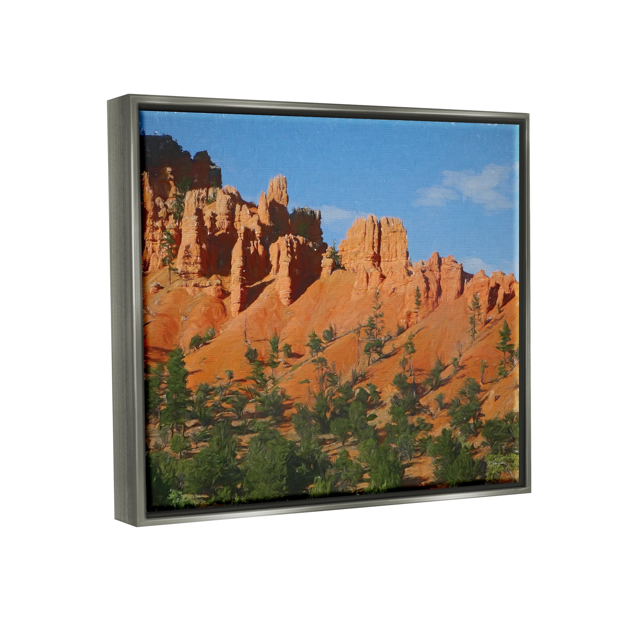 Stupell Desert Canyon Valley Slope Landscape Painting Gray Floater Framed Art Print Wall Art