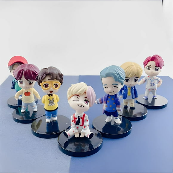 7pcs BTS Cake Toppers Character Set Of Action Figures Toys,BTS Mini Figurines Dolls Birthday Party Supplies Car Desktop BTS Birthday Decorations Action Figures Desktop Decoration Adult Kids Figu
