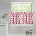 thumbnail image 2 of Strawberry Tier Curtain for Kitchen Living Room,Pink Half Bathroom Window Curtain Panels, Rod Pocket,2 Pieces, 2 of 6