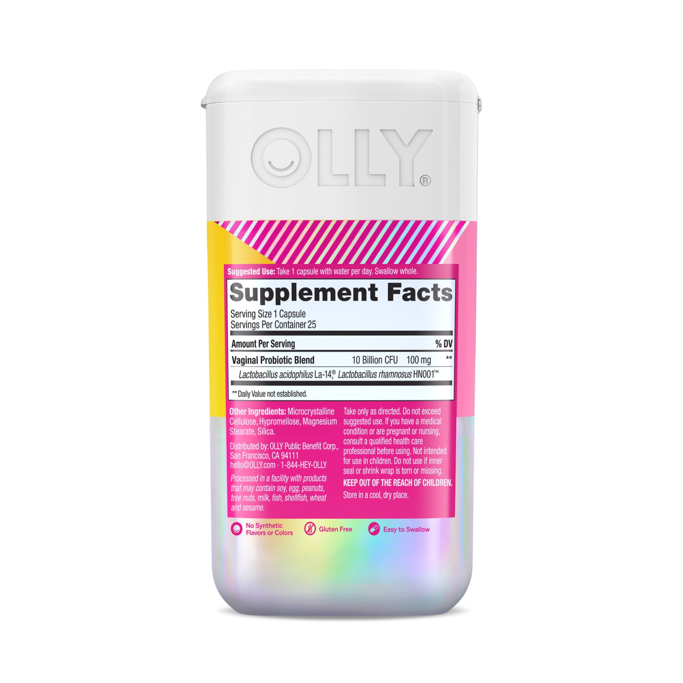 OLLY Happy Hoo-Ha Capsule Supplement, Probiotic, Women's Vaginal Health and pH, 25 Ct