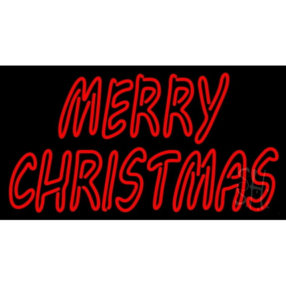 Double Stroke Merry Christmas LED Neon Sign 20 x 37 - inches, Clear Edge Cut Acrylic Backing, with Dimmer - Bright and Premium built indoor LED Neon Sign for special occasion decor.