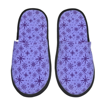 Balery Purple Snowflake Elegance Slient Indoor Furry Fleece Comfort House Shoes Soft Non-Slip Home Shoes Cotton slippers House Slippers-- Large