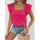 thumbnail image 1 of Camisa de manga corta con volantes para mujer, jersey de cuello cuadrado, Blusa plisada, Tops de estilo dulce, informal, diario, Verano, 1 of 5
