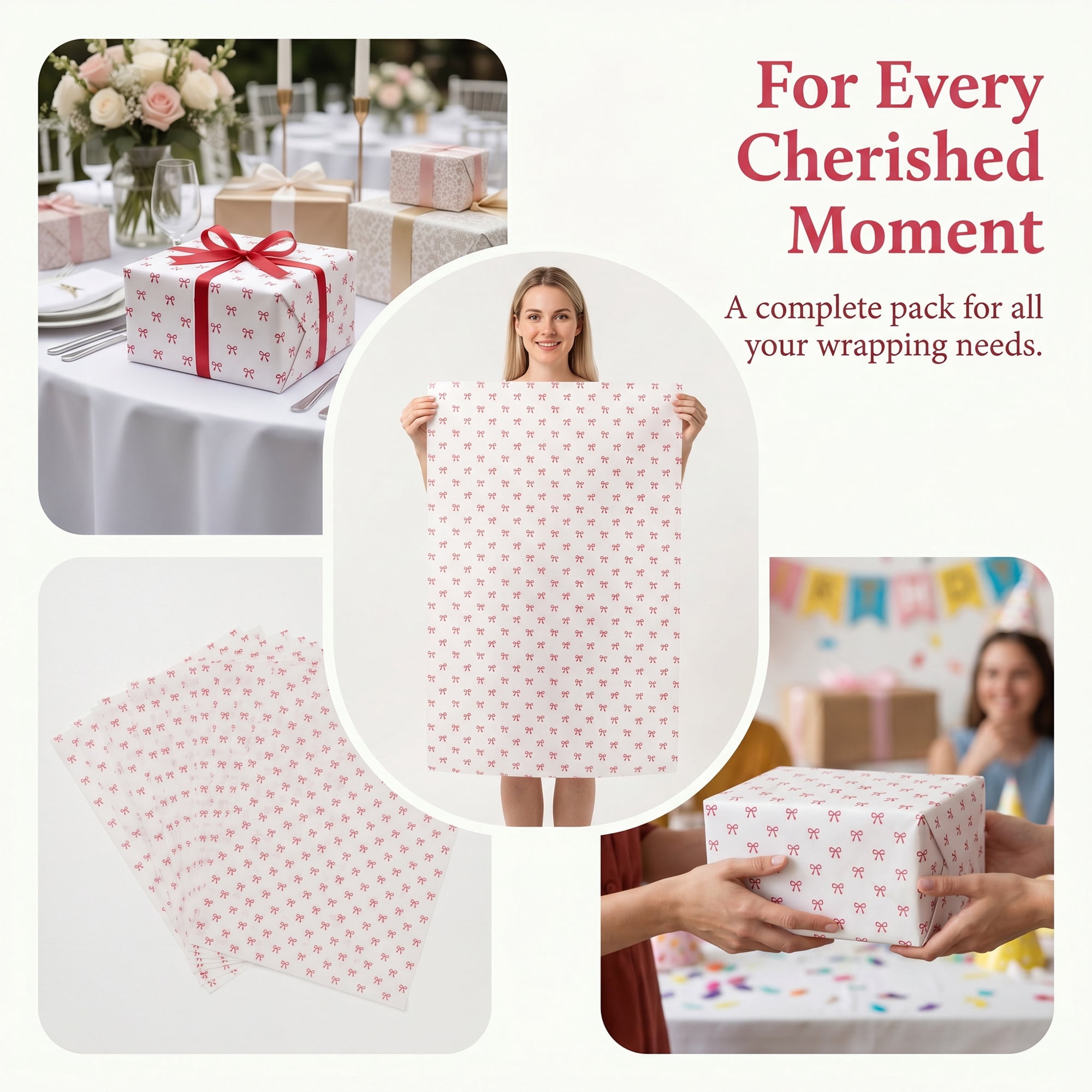 Unique Bargains Gift Wrapping Paper Sheets for All Occasions White Butterfly 27.6"x 19.7"