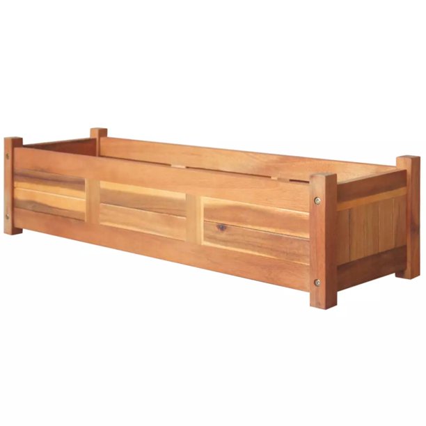 Veryke Wooden Planter Box with Slat Bottom, Garden Raised Bed for