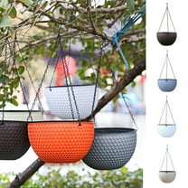 SPRING PARK Self-Watering Hanging Planter Basket, Self Watering Round Resin Hydroponic Garden Flower Pot Set for Plants, for Home Garden, Porch or Balcony