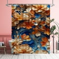 thumbnail image 4 of Pretty Floral Shower Curtain Wooden Orange Flower Waterproof Bathroom Curtains with Hooks Abstract Modern Beautiful Flower River Bathtub Curtain Men Women Bath Decor, 4 of 6