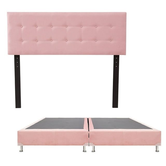 Box Base Cama King Size + Cabecera Bilbao Rosa